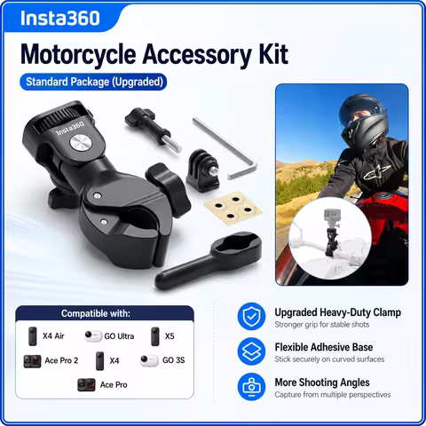 Insta360 Heavy Duty Clamp Mount for X5 X4 Air GO Ultra Ace Pro 2 X4 GO 3S Ace Pro Motorcycle Camera 