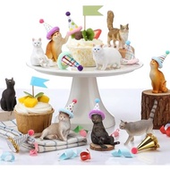 18 Pieces Cat Cake Decoration Small Statue Hat Birthday Party Decoration | Mini Birthday Hat, Cat Bi