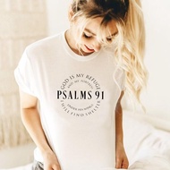 Men's Large T-shirt God Is My Refuge Psalms 91 Christian T Shirt Causal Cotton Tshirt Religious Jesus Shirt Bible Clothes Party Tops【Size 4XL-5XL-6XL】