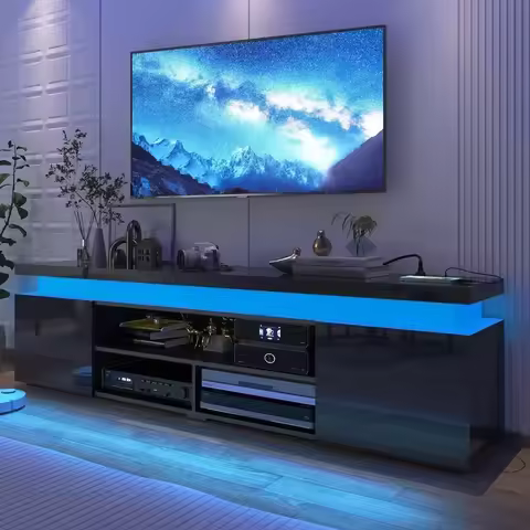 TV Stand, for 85 Inch TV, High Gloss TV Console Entertainment Center, TV Stands