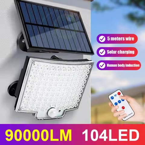 90000LM Outdoor Solar Spotlight Wall Garden Motion Sensor Light with 5m Wire Outdoor Solar Lamp Stre