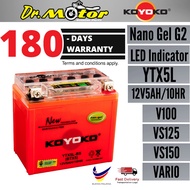 YTX5L YTX5L-BS YTX5 Koyoko Gel G2 Battery Batteri Bateri 100% Original KOYOKO V100 VR125 /V15 Vario 