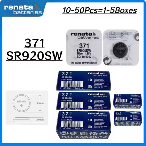 10-50Pcs Original Renata Swiss 371 Watch Battery SR920SW for Tissot 1853, DW Swatch, Casio Quartz Wa