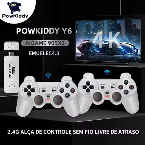 Powkiddy Y6 Game Stick 4K Wireless Game Tv Stick Retro PS1 Family Portable Video Game Console HD Sup