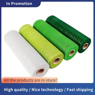 4 Roll Flower Packing Gauze Green White Wired Edge Ribbon 10 Inch X 30 Feet Poly Deco Mesh Ribbon