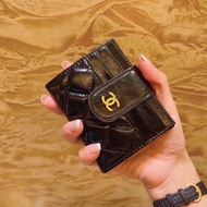 Color Black Size 10x9 Pure Leather Chanel Card Holder Super Self-Reserved.Dual-use Card Holder Walle
