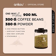 ANKOU Airtight Round Glass Container With One-Way Airflow Circle Glass Container (900ml) - One-Way A