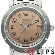 นาฬิกาข้อมือสตรี Hermes รุ่น Clipper CL4.210 หน้าปัดสีชมพู ตัวเรือนสแตนเลสสตีล สภาพสวยพร้อมกล่องและใ