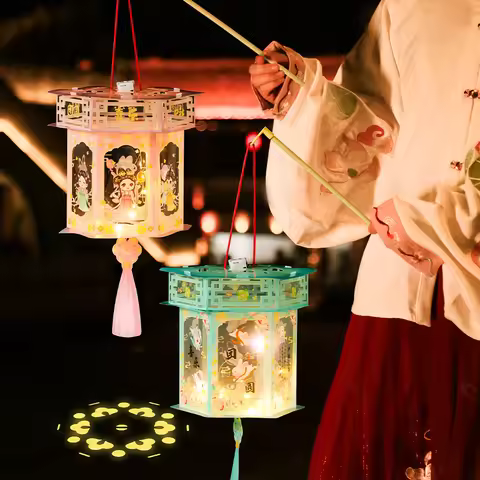 Mid-Autumn Festival Portable Retro Lantern Antique Jade Rabbit Portable Lantern New Handmade Diy Lum