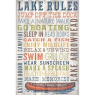 Lake Arrowhead California Lake Rules Rustic Typography 16x24  Signed Print Master Giclee Gallery Art