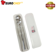 Eurochef Korean Style Portable 4pc Cutlery Set - Lightweight Spoon, Fork, and Chopsticks for Travel 