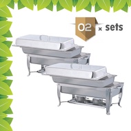 2Sets Stainless Steel 3Q Size Chafing Dish L59cm x W33cm x H33cm