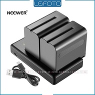 Neewer 2-Pack F970 battery set 6600mAh Li-ion Replacement Battery with Dual USB Charger, Micro USB I