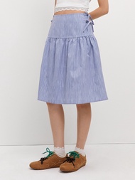 [Pomelo] กระโปรงลายทางแต่งโบว์ / Striped Bow Tie Skirt
