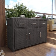 ST#🔟Outdoor Rattan Storage Cabinet Waterproof and Sun Protection Shoe Cabinet Balcony Multilayer Simplicity Cabinet Hote