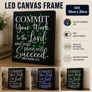 Christian LED Canvas Frame Proverbs 16:3 | Commit Your Work To The Lord | Colour Changing Light Canv