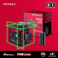 YEVOLT YVGLL4XS12ระดับเลเซอร์สีเขียว3ระนาบ3.6V แบตเตอรี่ลิเธียมไอออน360เครื่องมือปรับระดับด้วยตนเอง1