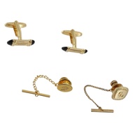 Christian Dior 領帶夾 泰坦尼克號 金屬 2 件套 金色 正品 146044