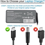 65W USB C Type C Laptop Charger fit for Lenovo ThinkPad T480 T480s T580 T580s L13 E15 X13 Yoga Chrom