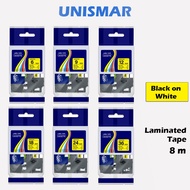 【6/9/12/18/24/36mm】TZe/TZ Label Tape - Black on Yellow, Compatible for Brother Label Printer P-touch