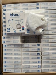 Khẩu trang Bisou 5D màu trắng và xanh hộp 10 cái thùng 50 hộp.