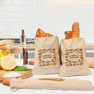 [Ready Stock] Cotton Linen Bread Bag Reusable Bread Drawstring Bag Baguette Bread Packaging Cotton L