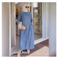 Erlin Dress jeans kekinian // Gamis wanita Terbaru 