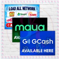 GCASH, MAYA, LOAD Signage 5x8 inches PVC