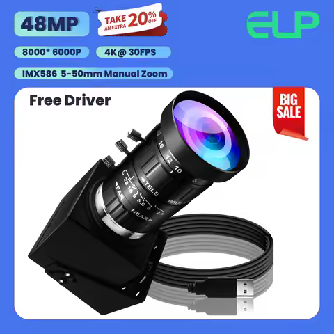 ELP 48MP Zoom USB Camera IMX586 with 5-50mm Lens for Medical Close Observation 8000*6000 Mini Plant