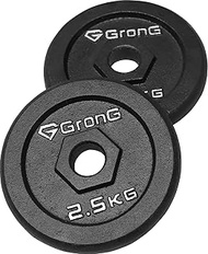 GronG Iron Dumbbell Barbell Plate, Shaft Diameter 1.1 inches (28 mm), Iron, 11.0 lbs (5 kg) x 2 Piec