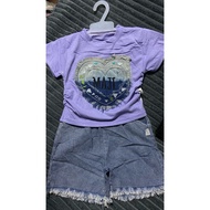[nafdza.bdg] girls' short jeans t-shirt set