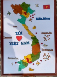 Bản đồ gỗ Việt Nam 34 tỉnh tỉnh thành phố - đồ dùng học tập trang trí nhà cửa lắp ghép