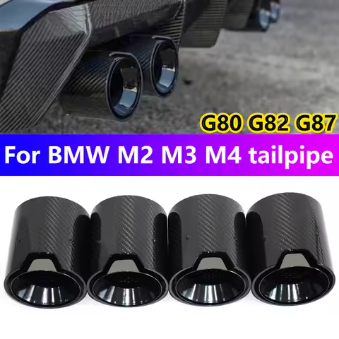 For 2020+ BMW M2 M3 M4 G80 G82 G83 G87 Exhaust UpgradeCarbon Fiber Black M Logo Muffler Nozzle Tip E