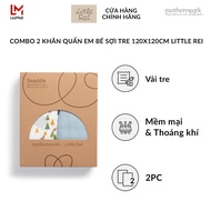 Combo 2 khăn quấn em bé sợi tre cao cấp Little Rei 120cm x 120cm thoáng khí và mềm mại với làn da em