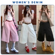 Korean style women's wide-leg mid-length jeans QD21, stylized wide-leg jeans suitable for going out