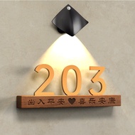 High end solid wood luminous strip light can be hung on the label Hdb Unit Number Door Number Signag