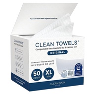 CleanClubCleanTowelsXL®,100%USDABiobasedFaceTowel,DisposableFaceTowelette,EczemaAssociationAccepted,