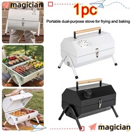 MAGICIAN BBQ Grill, Multifunctional Dual Side Barbeque Stove, Portable Folding Barbecue Tools Campin