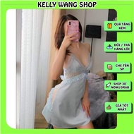 SX695 váy ngủ lụa phối ren - đầm ngủ cao cấp KellyWang