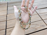 【親翠】天然翡翠 冰綠紅黃翡牛奶半山半水108顆5.6mm+項鏈