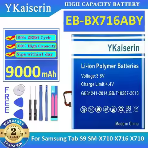 EB-BX716ABY 9000Mah High-Efficiency Tablet Battery For Samsung Tab S9 SM-X710 X716 X710 Premium Repl