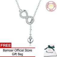 BAMOER 100% 925เงินสเตอร์ลิง Infinity Forever Love สร้อยคอจี้สำหรับผู้หญิงเครื่องประดับเงินสเตอร์ลิง