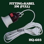 CABLE HANGING LAMP FITTING 3m 5M/ 10M COMPLETE ON OFF SWITCH HQ-603/ 605/ 610/ LAMP FITTING/