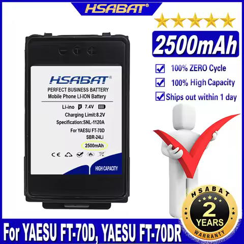 HSABAT SBR-24Li 2500mAh Battery for YAESU FT-70D FT70D FT70DR FT-70DR FT-70DS Two Way Radios Batteri