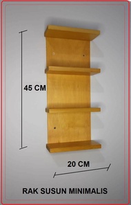 Rak susun kayu nempel dinding Rak kosmetik Rak serbaguna