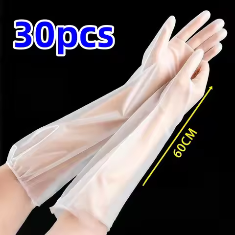 10/30pcs Disposable Arm Guard Gloves Kitchen Household Cleaning Waterproof Elastic Drawstring Length