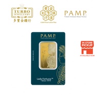 TURBO [1OZ] PAMP Lady Fortuna 45th Anniversary Gold Bar 9999Gold