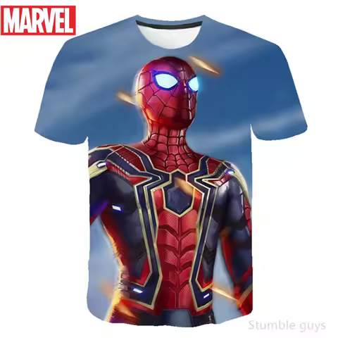 Summer Iron Man Captain America Clothes Kids Spiderman Tshirt Trendy Superhero Boys Girls Tee