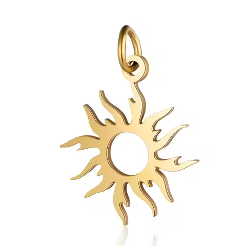 WT-SSP053 Vistar Titanium Steel Sun Pendant 10/pack Full-Polished Laser-Cut Stainless Steel Jewelry 