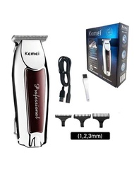 Kemei專業髮剪KM-9163無線USB充電式0mm凹槽雕刻頭髮修剪器，適用於理髮店剪髮，男性修剪鬍鬚和剃毛機